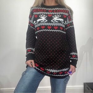 Festive Black and Red Christmas Sweater